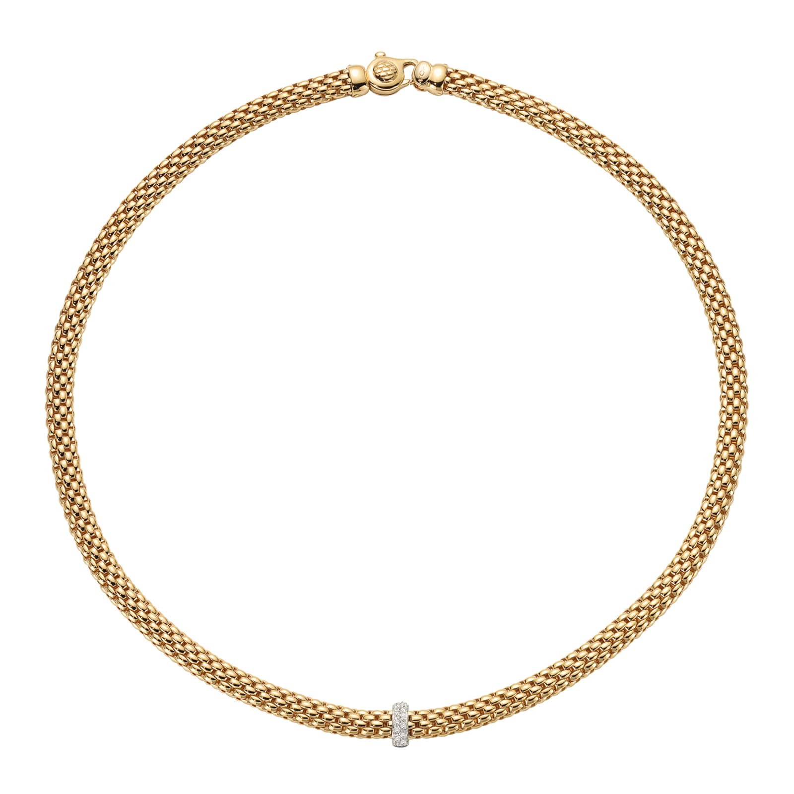 Fope 18k Yellow Gold 0.10cttw Diamond Vendome Necklace 17"