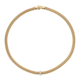 Fope 18k Yellow Gold 0.10cttw Diamond Vendome Necklace 17" Fope 18k Yellow Gold 0.10cttw Diamond Vendome Necklace 17"