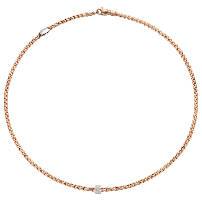 Fope 18k Rose Gold 0.19cttw Diamond EKA Tiny Necklace