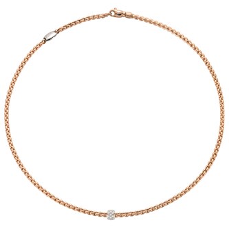 Fope 18k Rose Gold 0.19cttw Diamond EKA Tiny Necklace