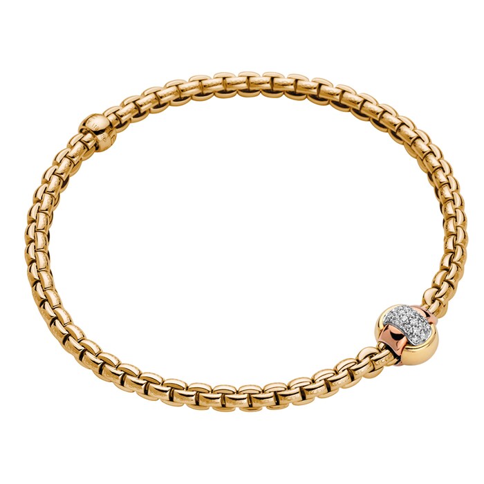 Fope 18k Yellow Gold 0.25cttw Diamond EKA Tiny Bracelet - Size Medium