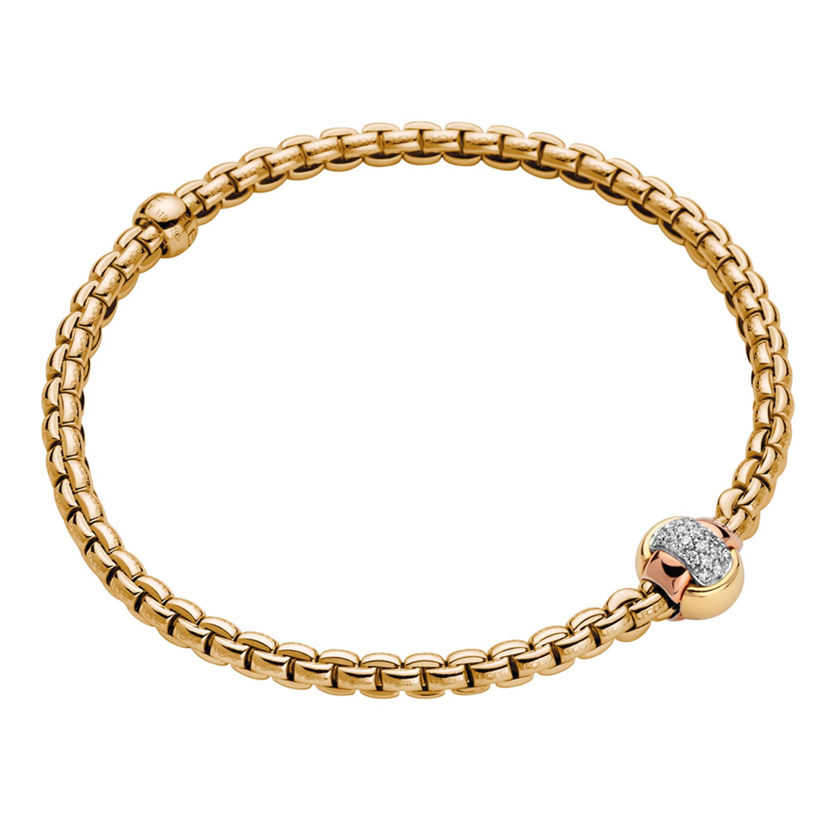 Fope 18k Yellow Gold 0.25cttw Diamond EKA Tiny Bracelet - Size Medium Fope 18k Yellow Gold 0.25cttw Diamond EKA Tiny Bracelet - Size Medium