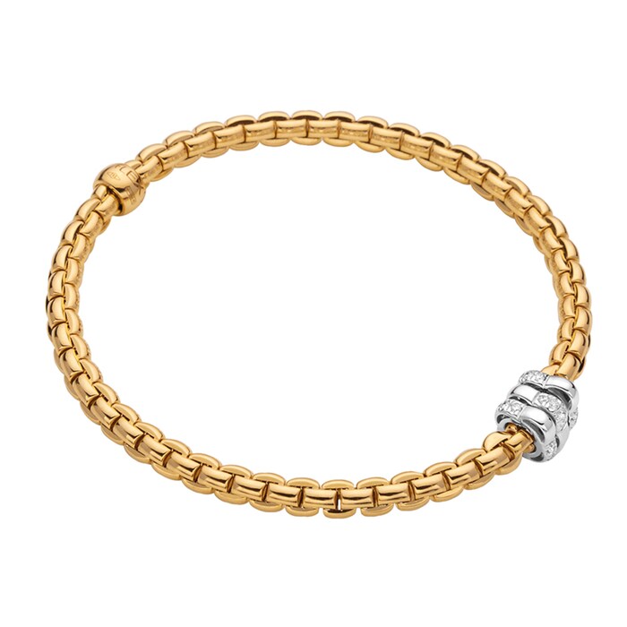 Fope 18k Yellow Gold 0.16cttw Diamond EKA Tiny Bracelet - Size Medium