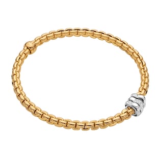 Fope 18k Yellow Gold 0.16cttw Diamond EKA Tiny Bracelet - Size Medium