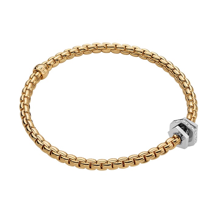 Fope 18k Yellow Gold 0.15cttw Diamond PRIMA Bracelet - Size Medium