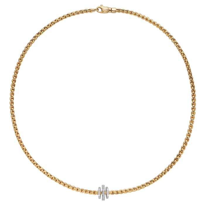 Fope 18k Yellow Gold 0.15cttw Diamond PRIMA Necklace 17"