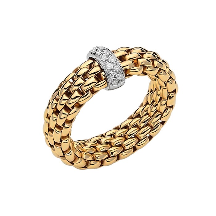 Fope 18k Yellow Gold 0.10cttw Diamond Essentials Ring - Size Medium