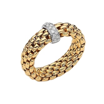 Fope 18k Yellow Gold 0.10cttw Diamond Essentials Ring - Size Medium Fope 18k Yellow Gold 0.10cttw Diamond Essentials Ring - Size Medium