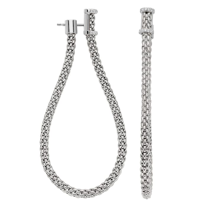 Fope 18k White Gold 0.17cttw Diamond Essentials Hoop Earrings