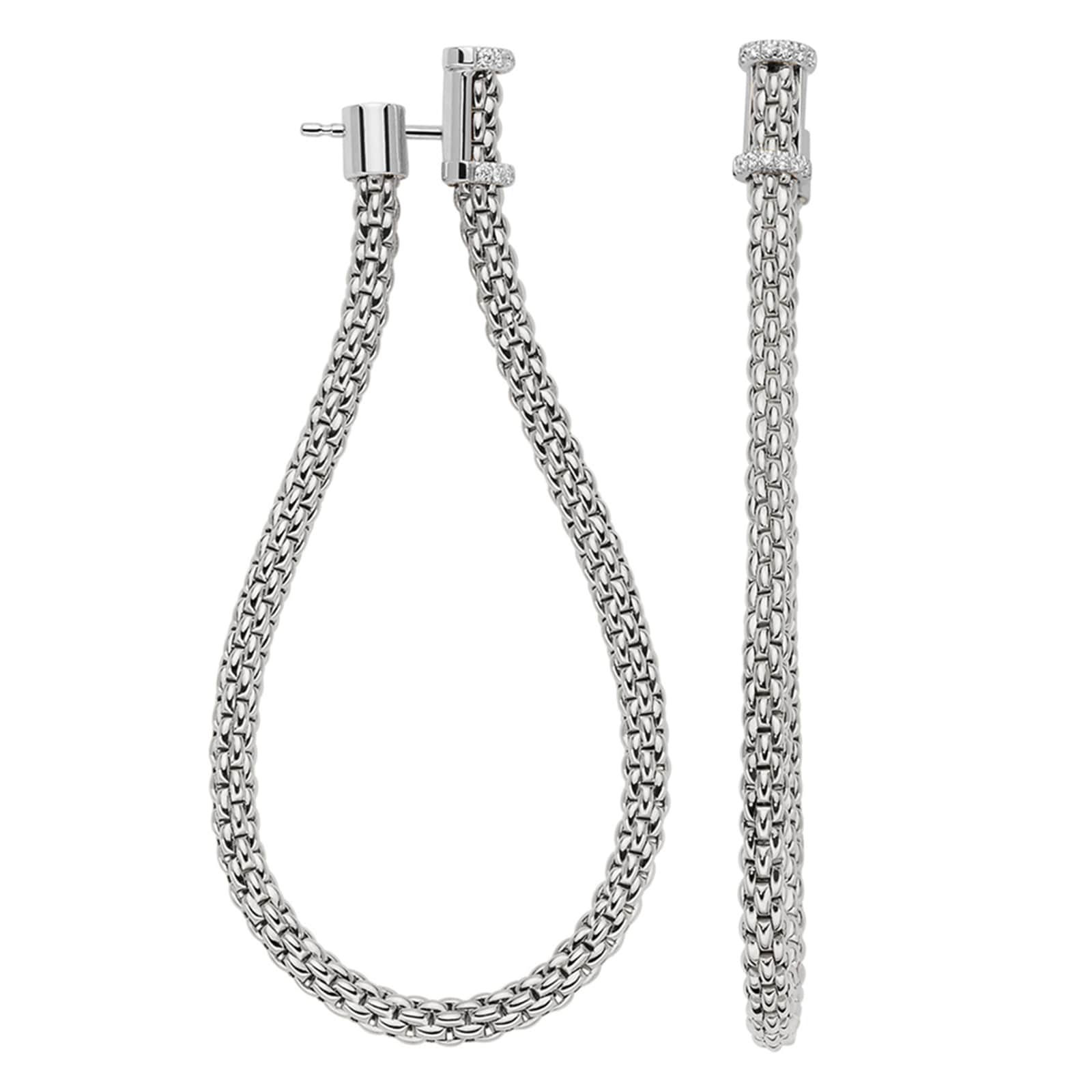 Fope 18k White Gold 0.17cttw Diamond Essentials Hoop Earrings Fope 18k White Gold 0.17cttw Diamond Essentials Hoop Earrings