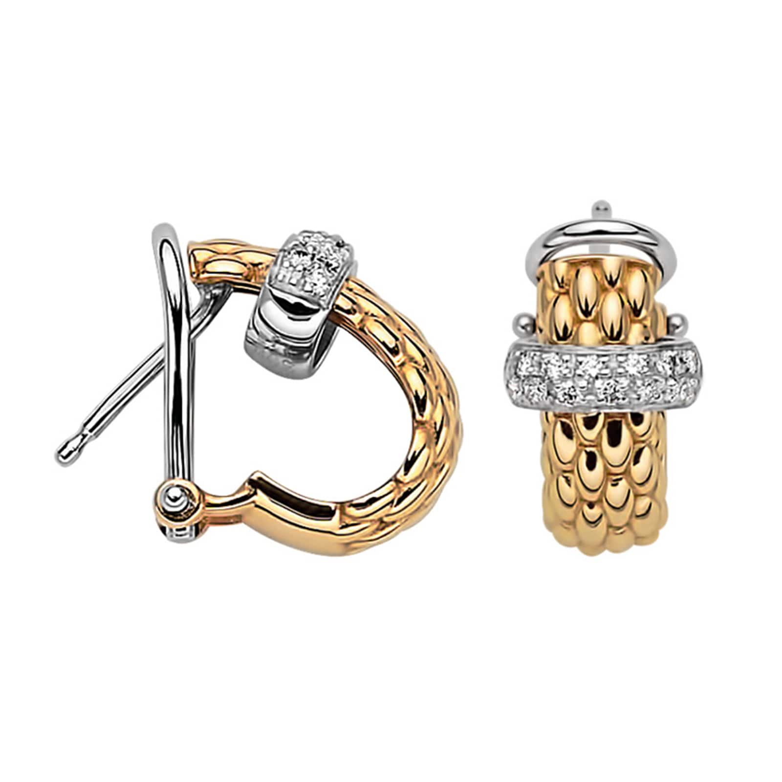 Fope 18k Yellow Gold 0.20cttw Diamond Vendome Hoop Earrings