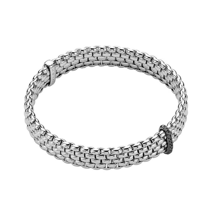 Fope 18ct White Gold Treated Black Diamond 0.08cttw Bracelet