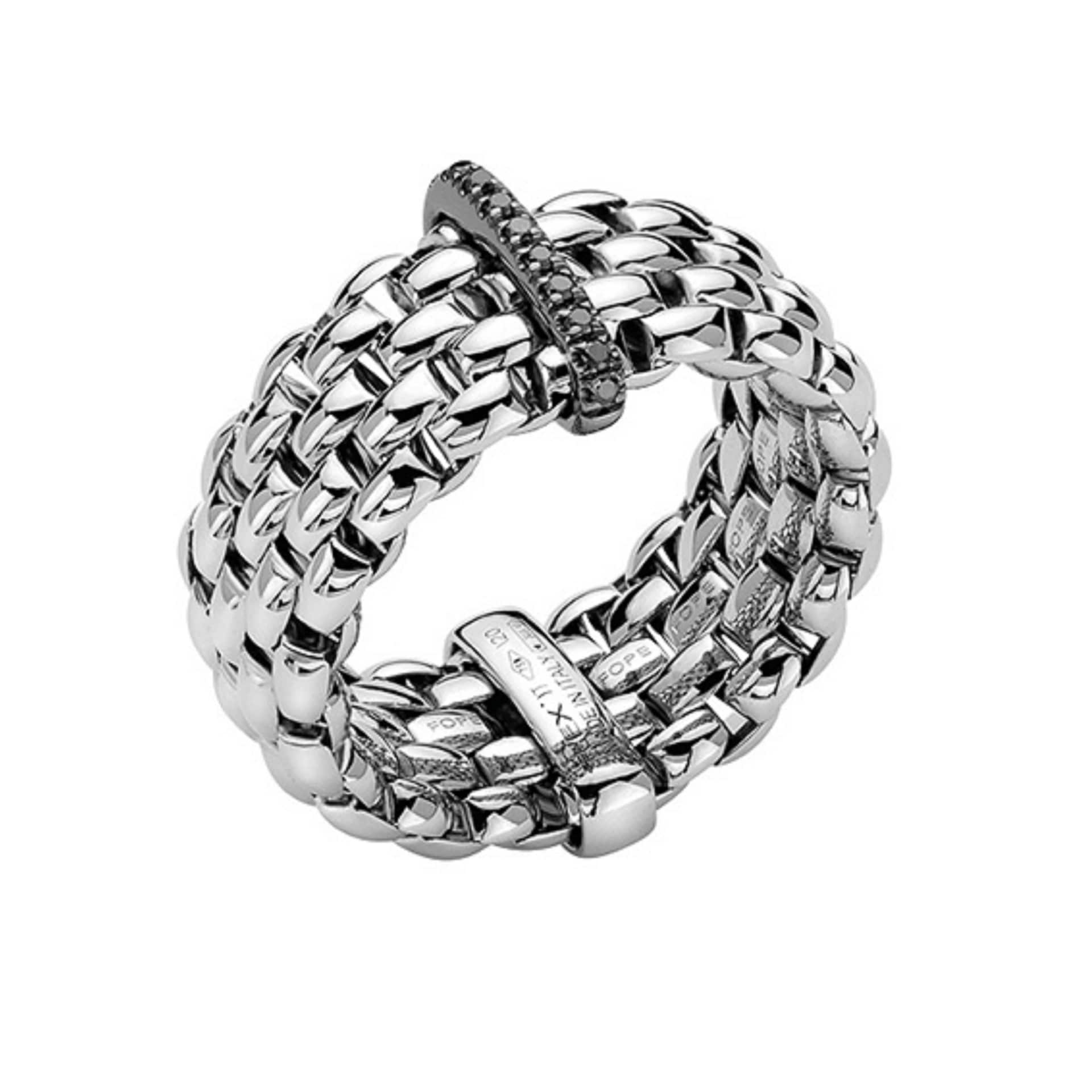 Fope 18ct White Gold Treated Black Diamond 0.08cttw Ring