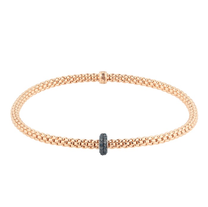 Fope 18ct Rose Gold Treated Black Diamond 0.20cttw Bracelet