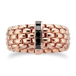 FOPE 18ct Rose Gold Black Princess Cut 0.70cttw Diamond Panorama Ring - Size Large