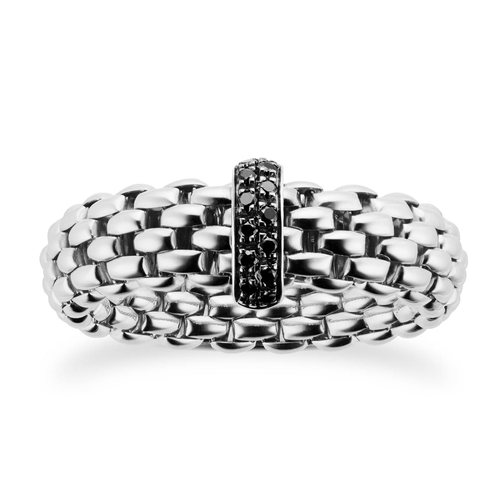 FOPE 18ct White Gold Vendome 0.11cttw Black Diamond Ring - Size Large