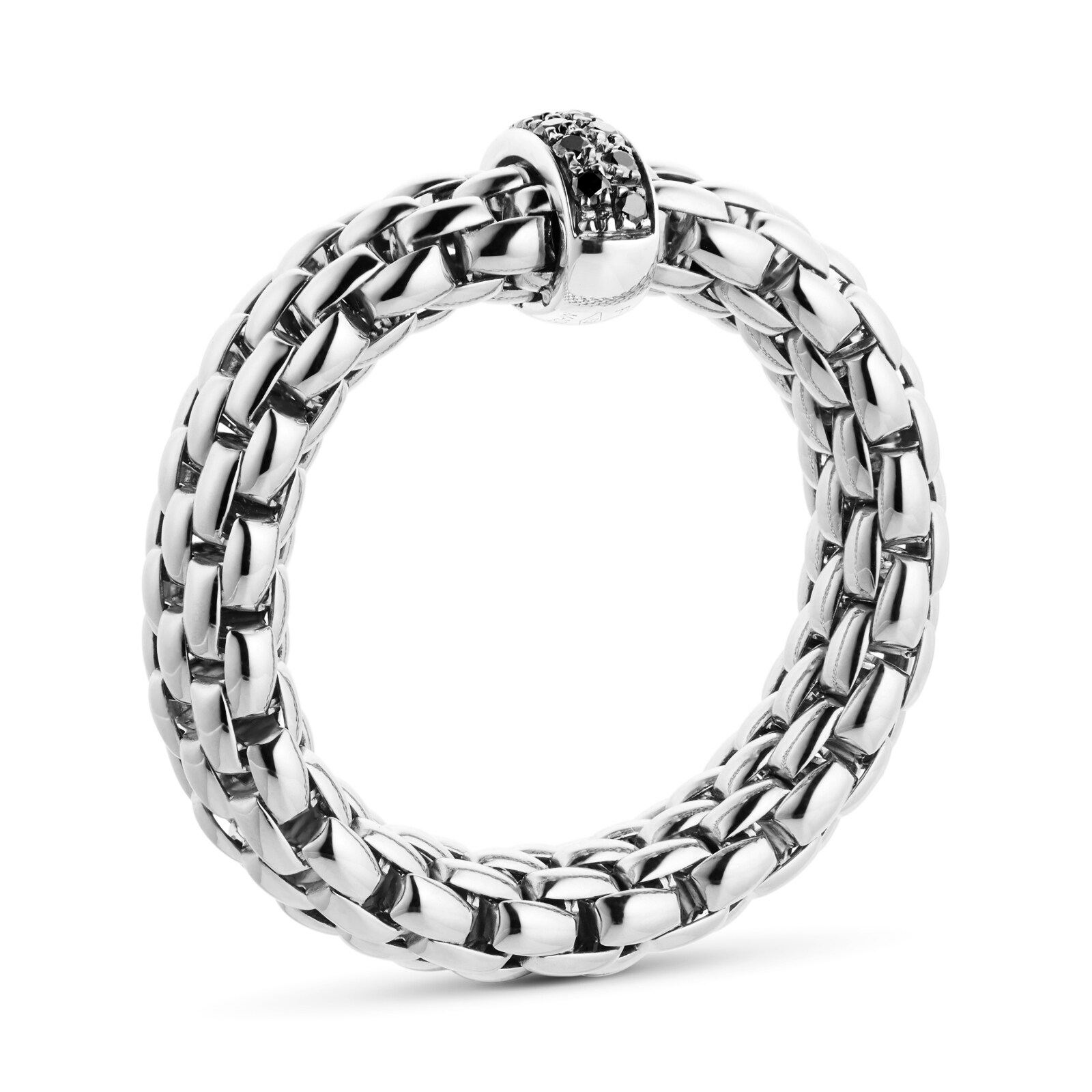 FOPE 18ct White Gold Vendome 0.11cttw Black Diamond Ring - Size Large FOPE 18ct White Gold Vendome 0.11cttw Black Diamond Ring - Size Large