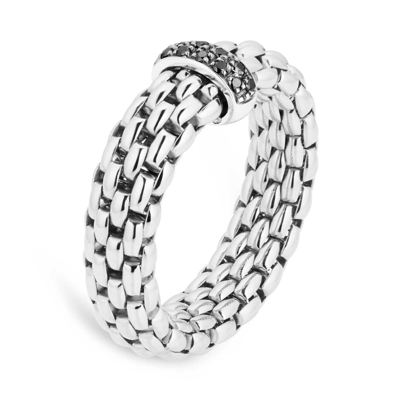 FOPE 18ct White Gold Vendome 0.11cttw Black Diamond Ring - Size Large FOPE 18ct White Gold Vendome 0.11cttw Black Diamond Ring - Size Large