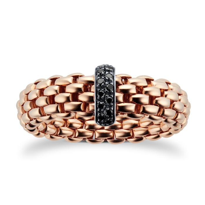 FOPE 18ct Rose Gold Vendome 0.11cttw Black Diamond Ring - Size Large