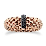 FOPE 18ct Rose Gold Vendome 0.11cttw Black Diamond Ring - Size Large