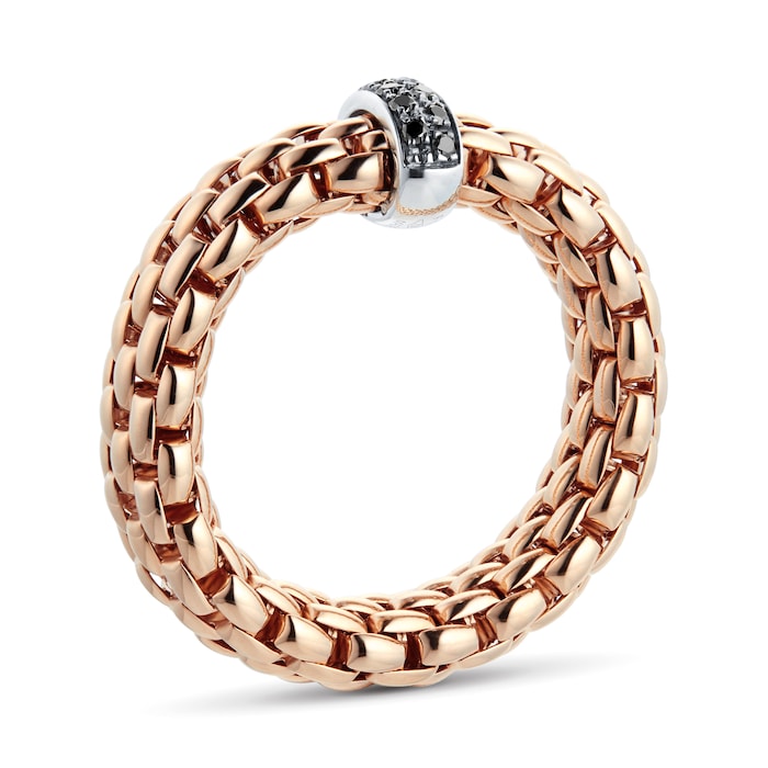 FOPE 18ct Rose Gold Vendome 0.11cttw Black Diamond Ring - Size Large