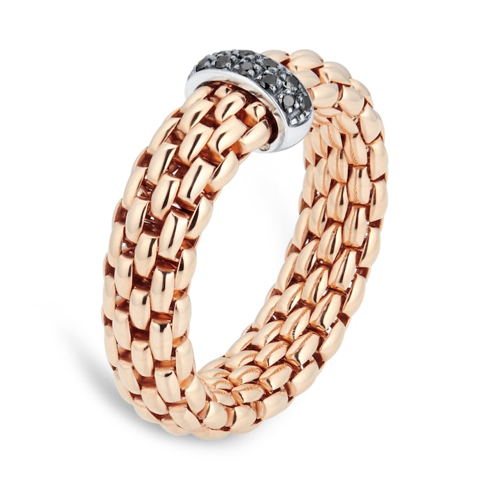 FOPE 18ct Rose Gold Vendome 0.11cttw Black Diamond Ring - Size Large
