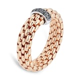 FOPE 18ct Rose Gold Vendome 0.11cttw Black Diamond Ring - Size Large