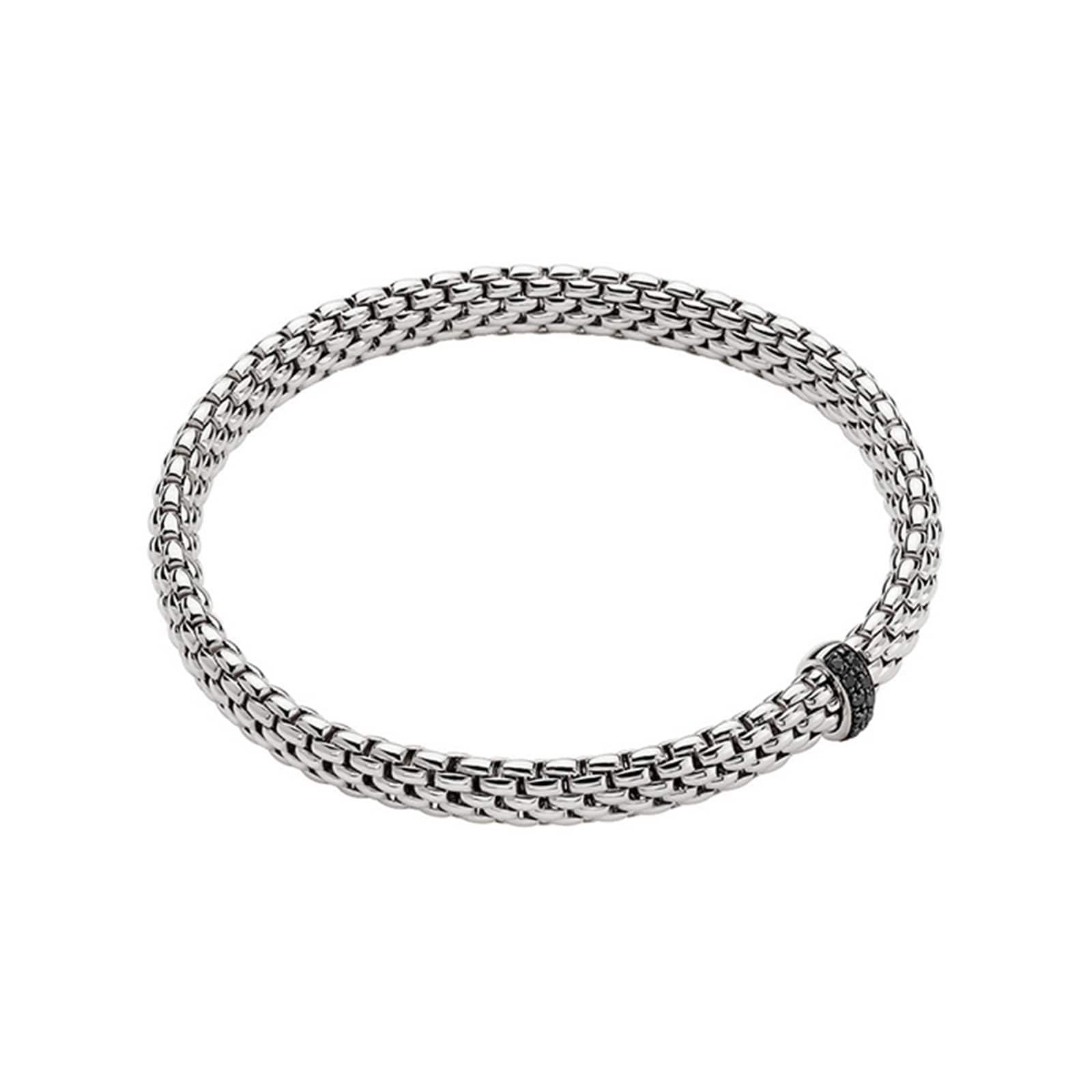 FOPE 18ct White Gold Vendome 0.11cttw Black Diamond Bracelet