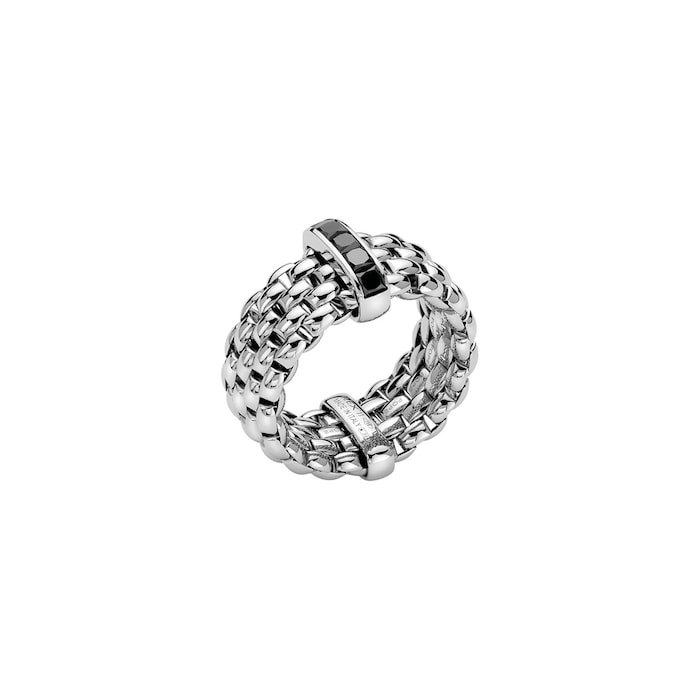 FOPE 18ct White Gold Panorama Flex'it Black Diamond Ring - Large