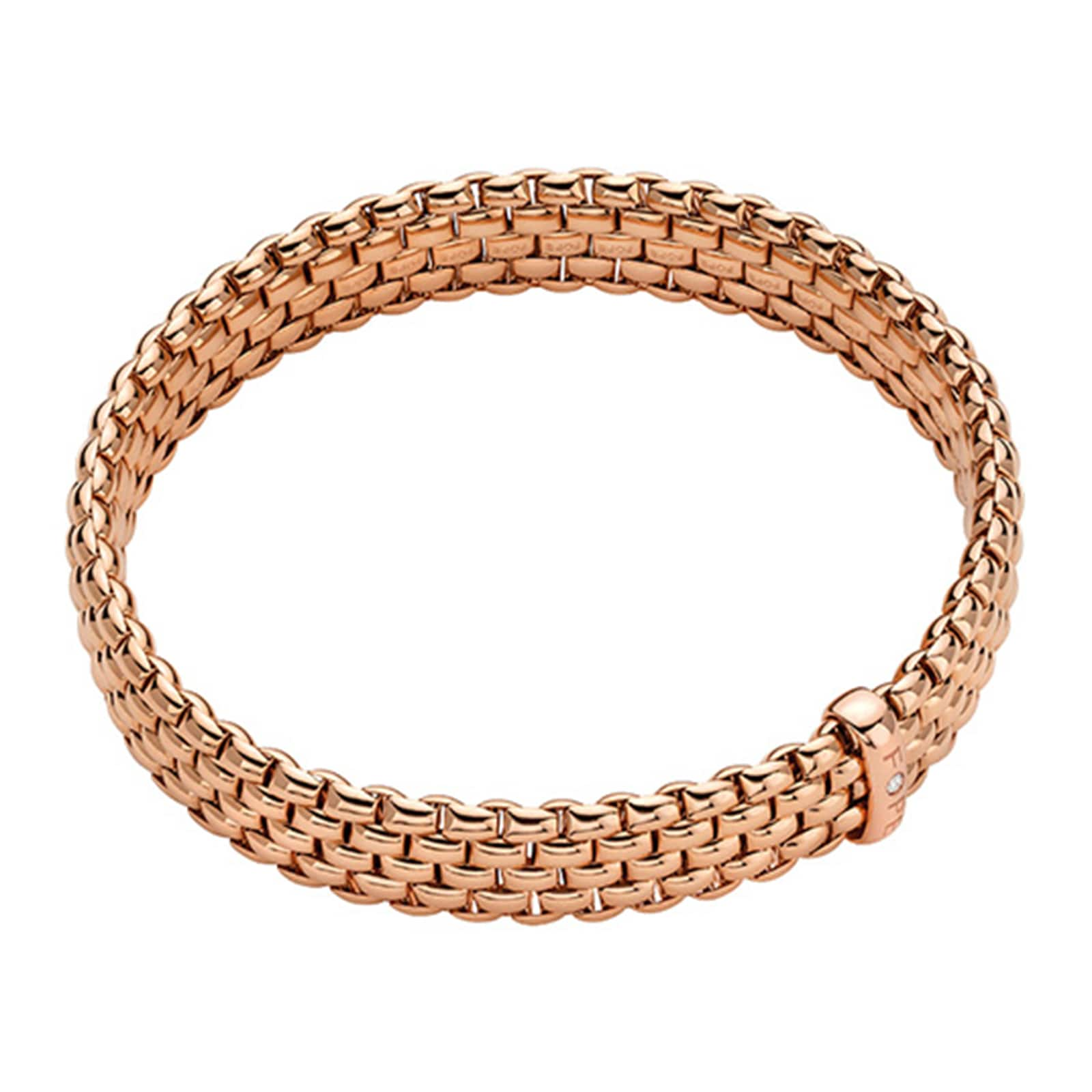 Fope 18ct Rose Gold Panorama 0.01ct Diamond Bracelet