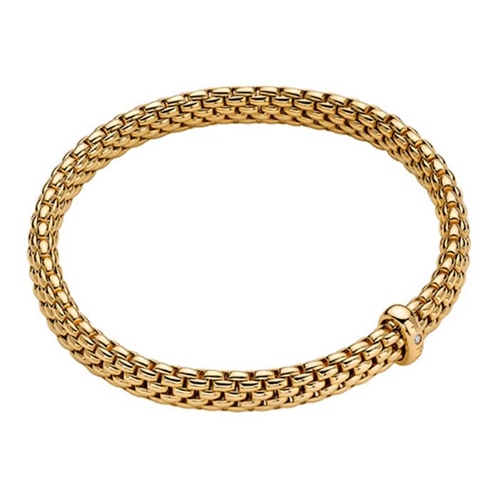 Fope 18ct Yellow Gold Vendome 0.01ct Diamond Bracelet
