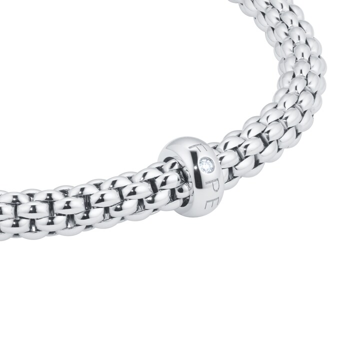 Fope 18ct White Gold Solo 0.01ct Diamond Bracelet