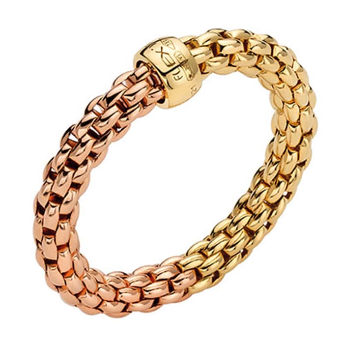 Fope Essentials 18ct Yellow & Rose Gold Ring - Ring Size Large