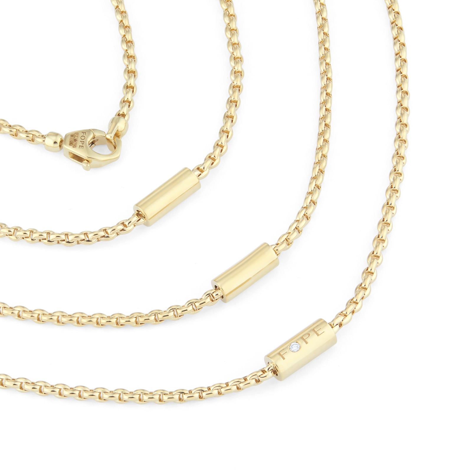 Fope 18ct Yellow Gold Long 0.02ct Diamond Necklet Fope 18ct Yellow Gold Long 0.02ct Diamond Necklet