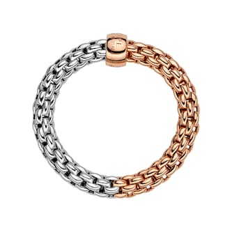 Fope 18k White and Rose Gold Essentials Ring Size Medium