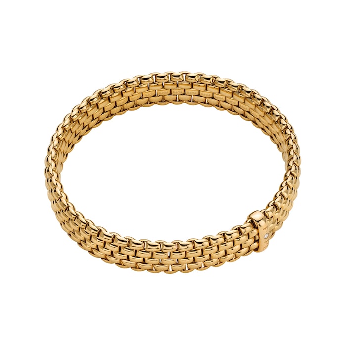 Fope 18k Yellow Gold 0.01cttw Panorama Bracelet Size Medium