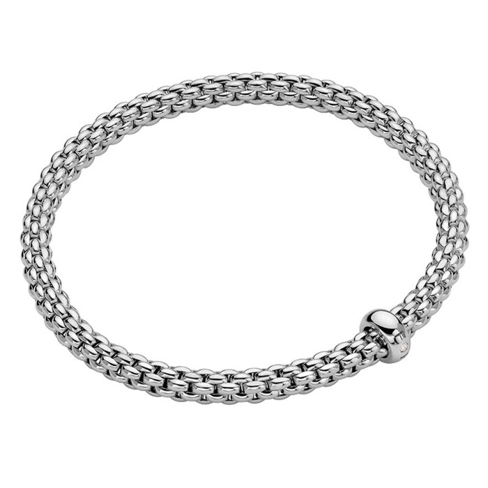 Fope 18k White Gold 0.01cttw Solo Bracelet Size Small