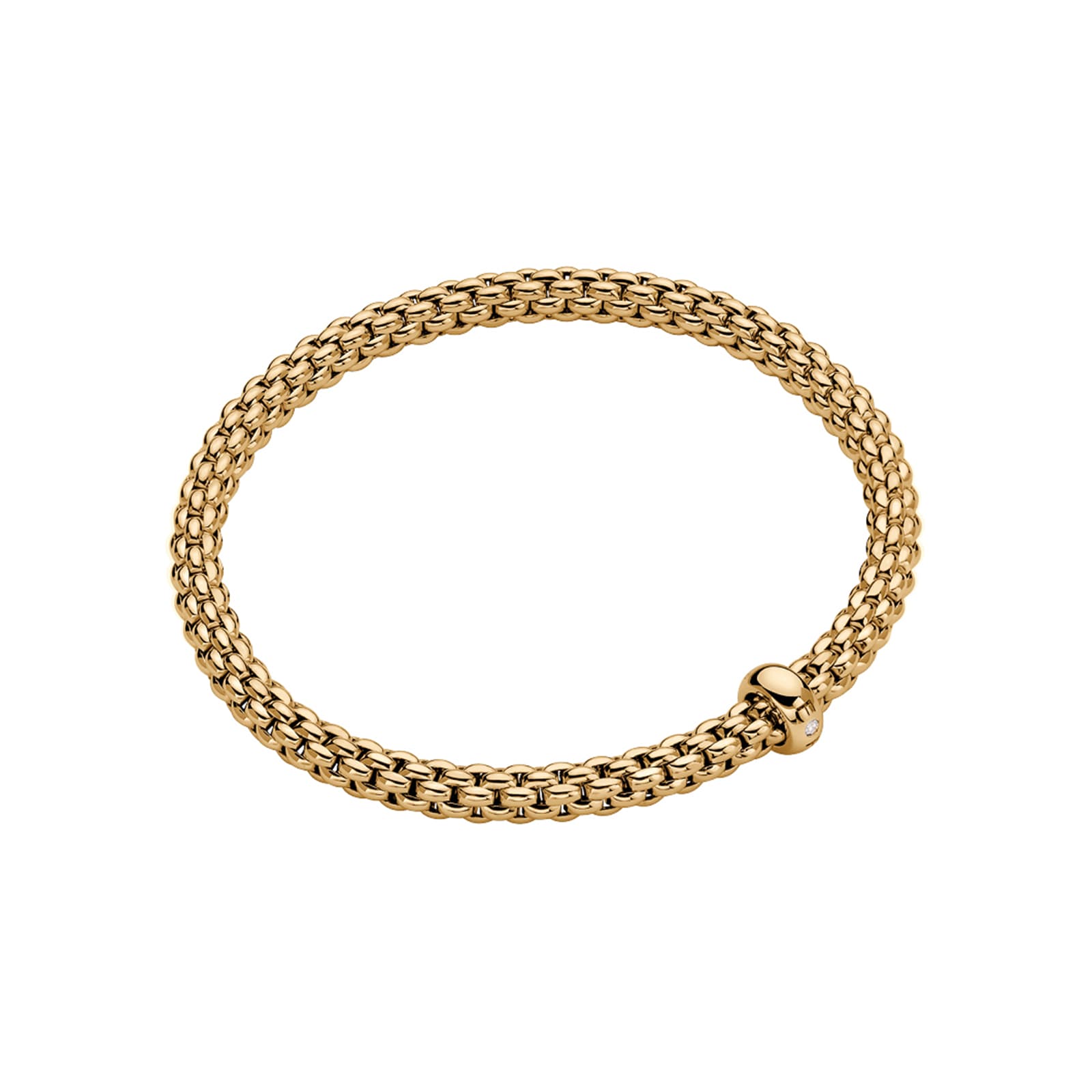 Fope 18k Yellow Gold 0.01cttw Solo Bracelet Size Small
