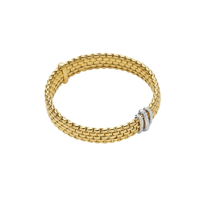 Fope 18k Yellow Gold 0.23cttw Diamond Panorama Flex Bracelet Size Small