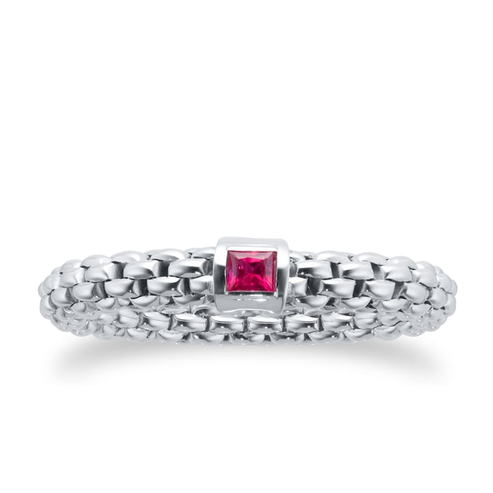 Fope Souls 18ct White Gold Red Ruby Ring - Medium