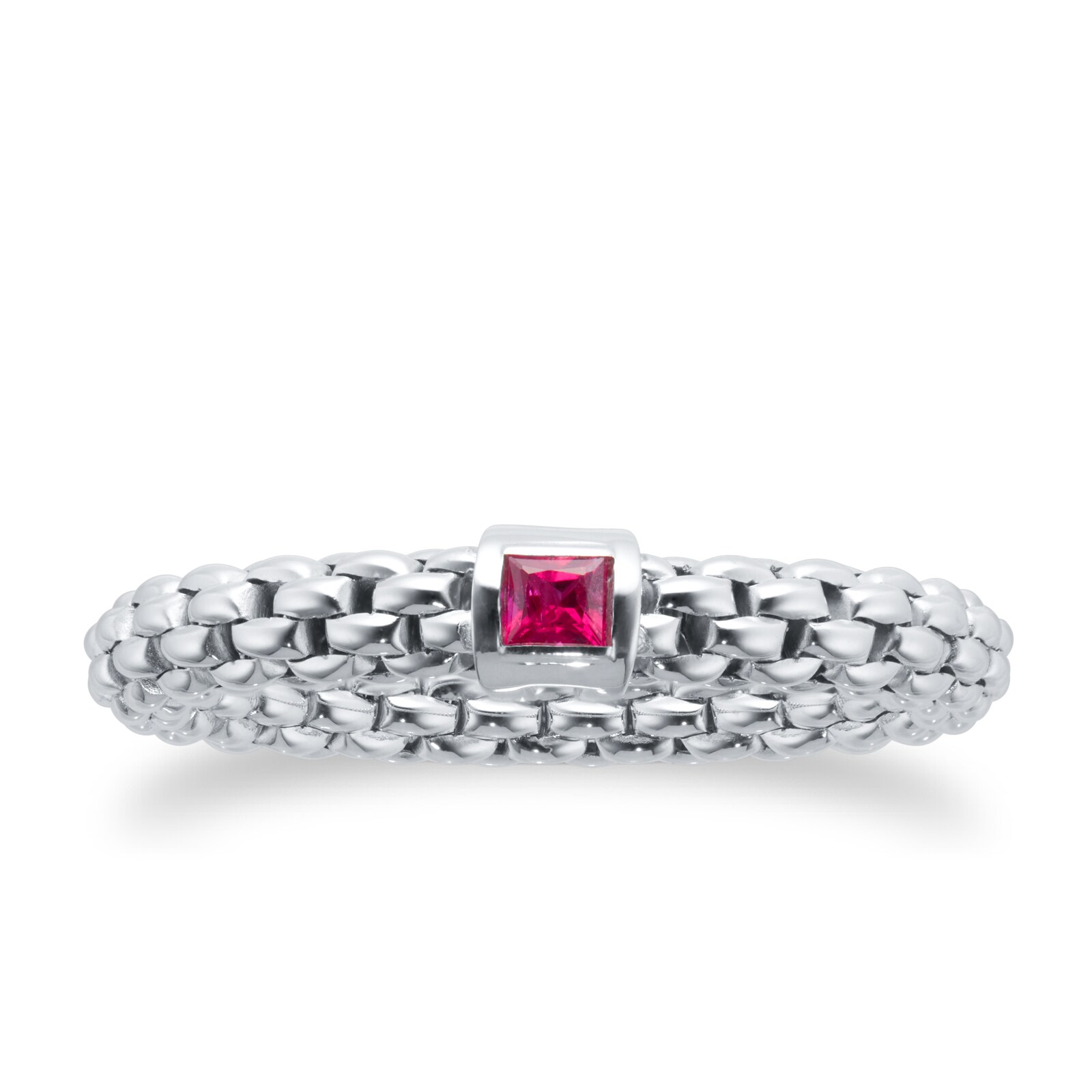 Fope Souls 18ct White Gold Red Ruby Ring - Medium
