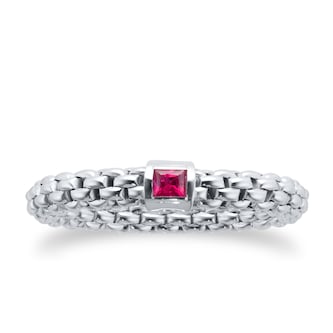 Fope Souls 18ct White Gold Red Ruby Ring - Medium
