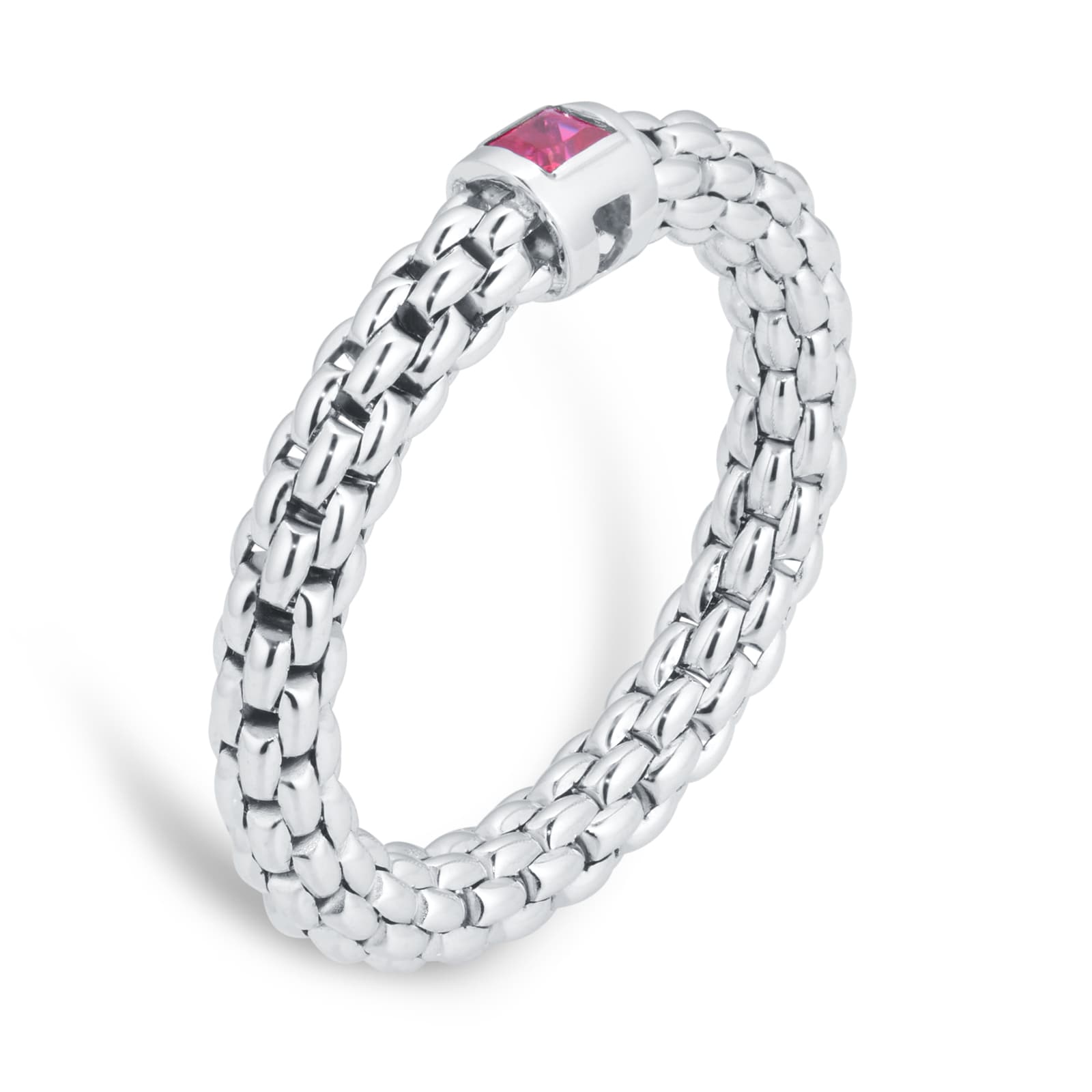 Fope Souls 18ct White Gold Red Ruby Ring - Medium