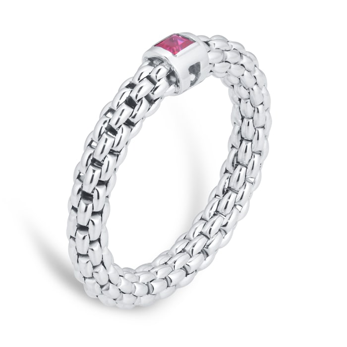 Fope Souls 18ct White Gold Red Ruby Ring - Medium