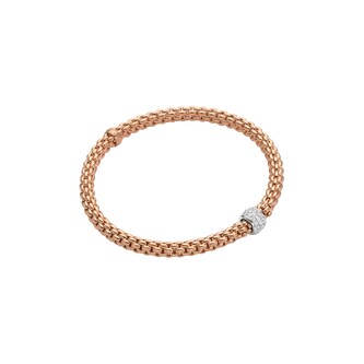 Fope 18k Rose Gold 0.29cttw Diamond Solo Flex Bracelet Size Medium