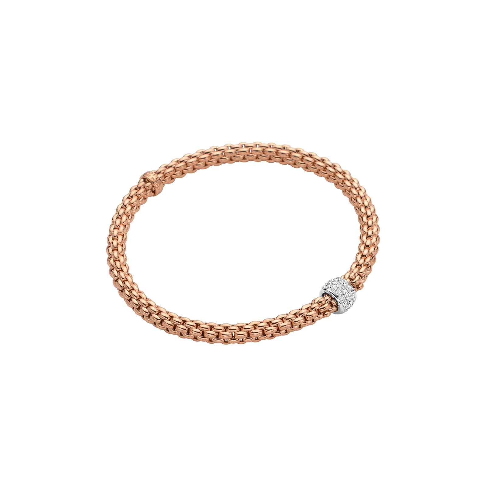 Fope 18k Rose Gold 0.29cttw Diamond Solo Flex Bracelet Size Medium