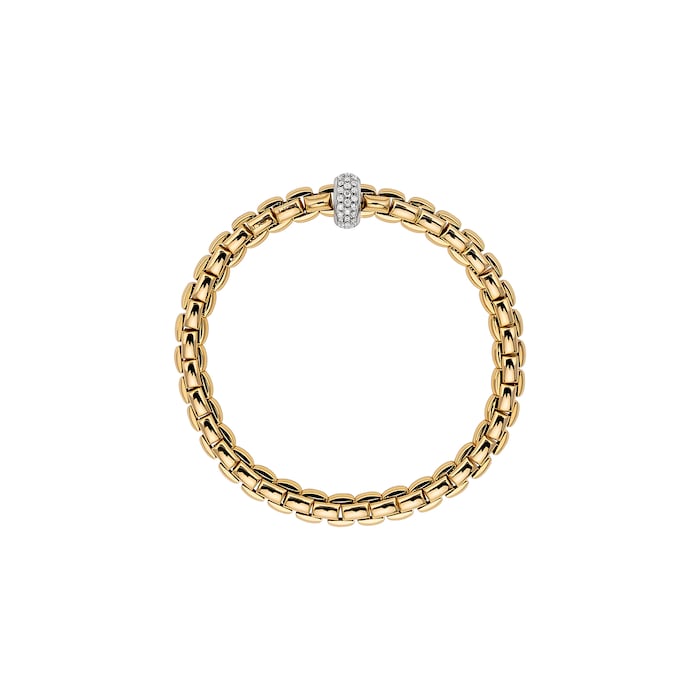 Fope 18k Yellow Gold 0.40cttw Diamond EKA Flex Bracelet Size Medium