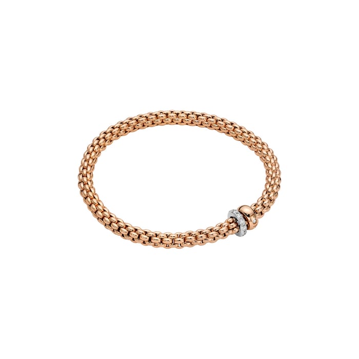 Fope 18k Rose Gold 0.29cttw Diamond Solo Flex Bracelet Size Medium