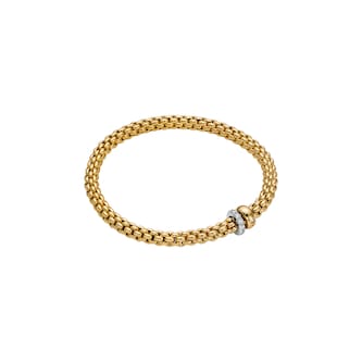 Fope 18k Yellow Gold 0.29cttw Diamond Solo Flex Bracelet Size Medium