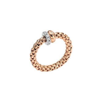 Fope 18k Rose Gold 0.17cttw Diamond Solo Flex Ring Size Medium